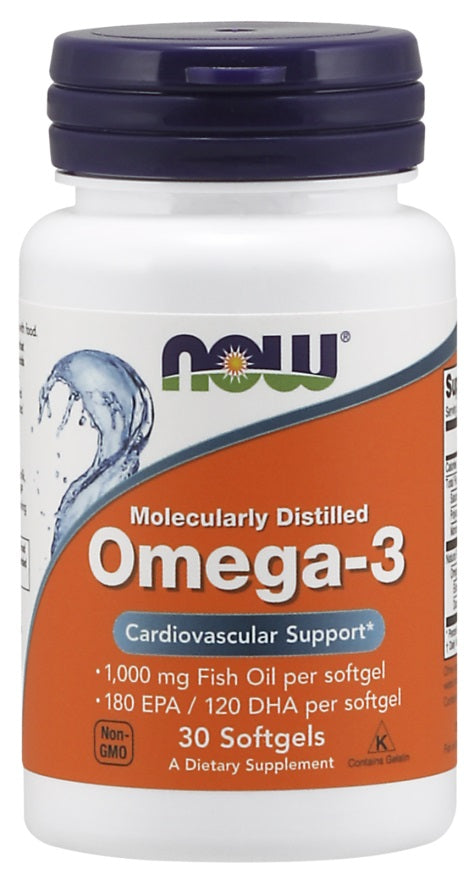 NOW Foods Omega-3 Molecularly Distilled - 30 softgels | High-Quality Sports Supplements | MySupplementShop.co.uk