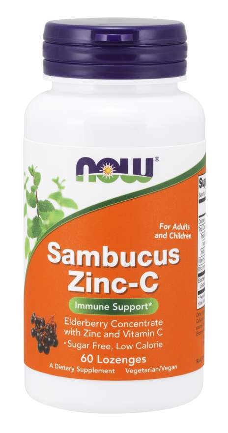 NOW Foods Sambucus Zinc-C - 60 lozenges - Health and Wellbeing at MySupplementShop by NOW Foods