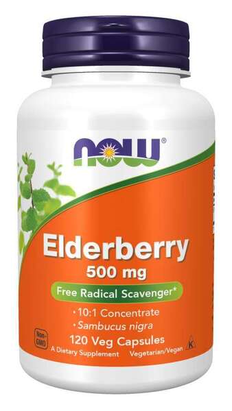 NOW Foods Elderberry, 500mg - 120 vcaps - Health and Wellbeing at MySupplementShop by NOW Foods