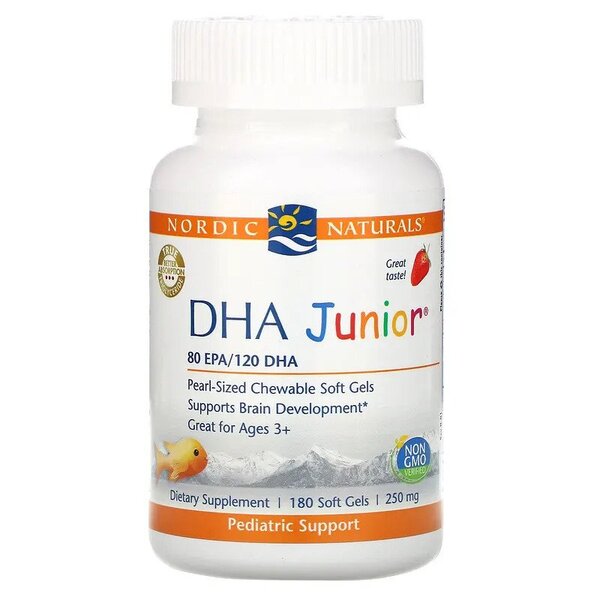 Nordic Naturals DHA Junior, Strawberry - 180 softgels | High-Quality Health and Wellbeing | MySupplementShop.co.uk