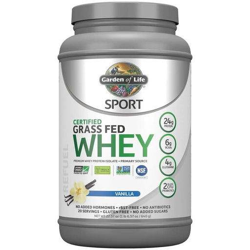 Garden of Life Sport Certified Grass Fed Whey Protein, Vanilla - 640g | High-Quality Protein | MySupplementShop.co.uk