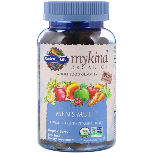 Garden of Life Mykind Organics Men's Multi Gummies, Organic Berry - 120 vegan gummy drops | High-Quality Health and Wellbeing | MySupplementShop.co.uk