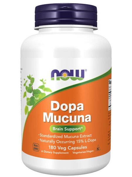 NOW Foods DOPA Mucuna - 180 vcaps | High-Quality Amino Acids and BCAAs | MySupplementShop.co.uk