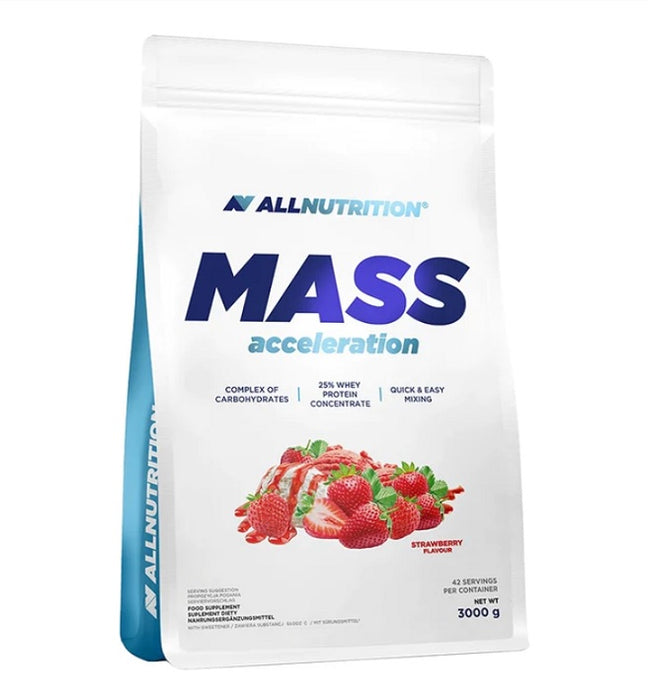 Allnutrition Mass Acceleration, Strawberry - 3000 grams - Default Title - Weight Gainers & Carbs at MySupplementShop by Allnutrition